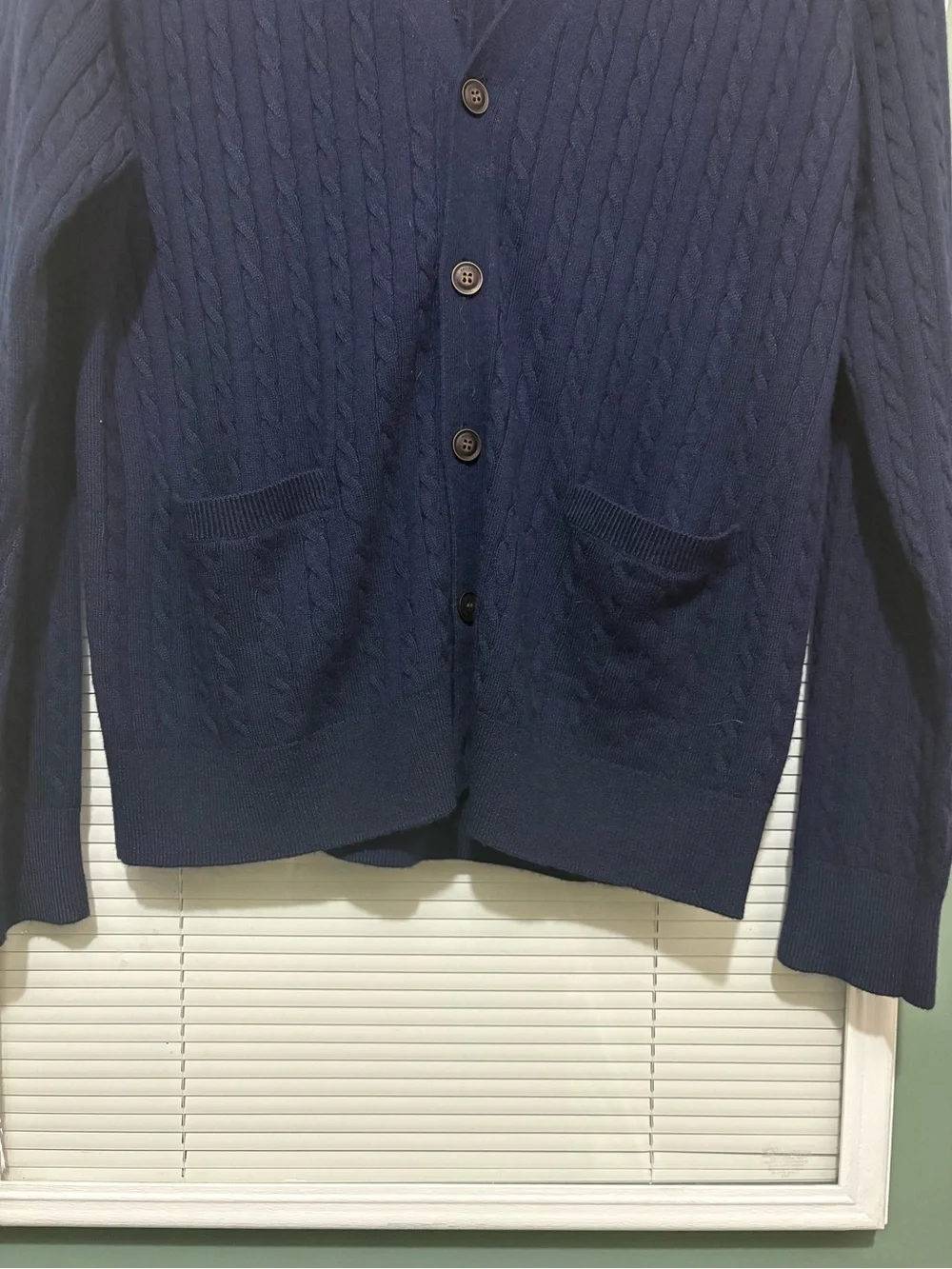 NWT Kallspin Wool Blend Cable Knit Cardigan Large Navy